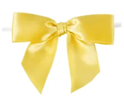 Lemon Pre-Tied Satin Bows with Twist Ties